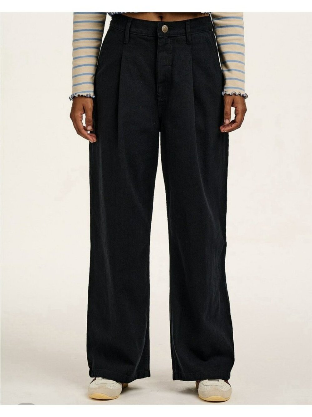 Lucy & Yak Cole Wide Leg Denim Jeans Black Womens Size 36R (US 14) High Rise